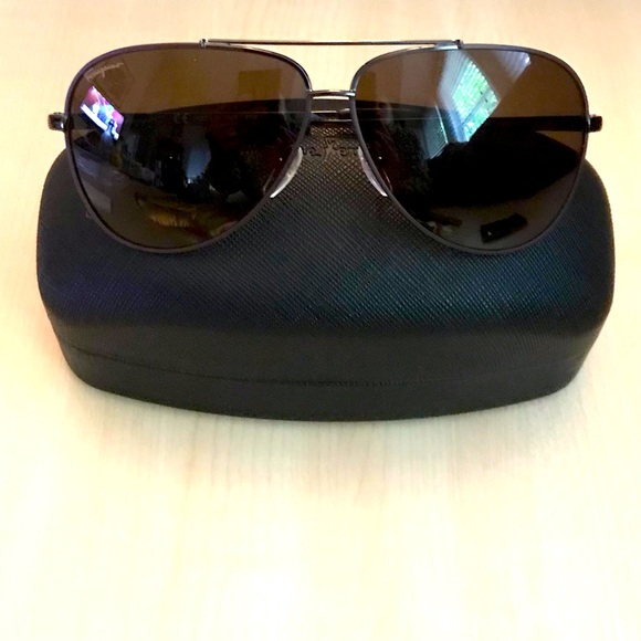 Men’s SALVATORE FERRAGAMO aviator sunglasses BRAND NEW with case brown lenses - Picture 2 of 8